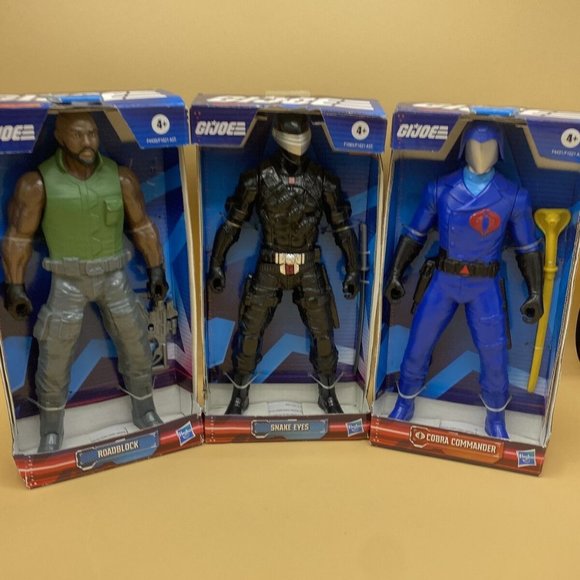 Hasbro GI Joe Lot Of 3 Snake Eyes Cobra Commander Roadblock Action Figures New - Picture 1 of 7